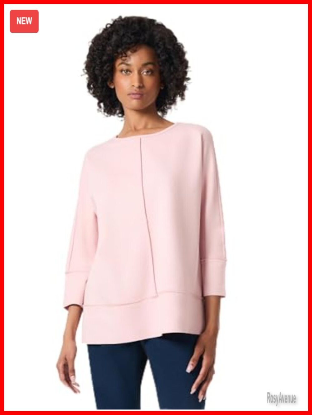 Dolman Sleeve Knit Top Crew Neck 3/4 Sleeve Pullover